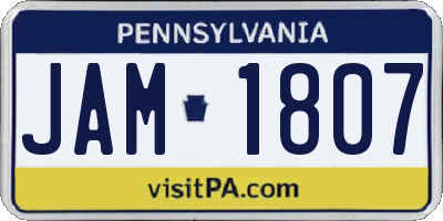 PA license plate JAM1807