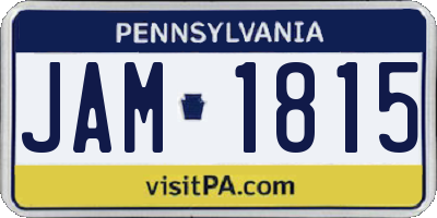 PA license plate JAM1815