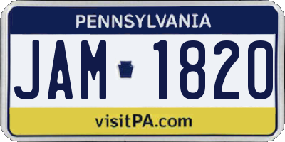 PA license plate JAM1820