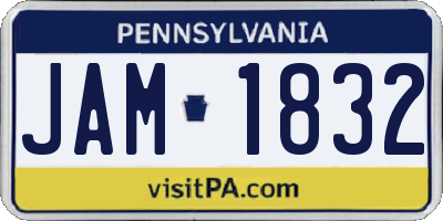 PA license plate JAM1832