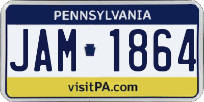 PA license plate JAM1864
