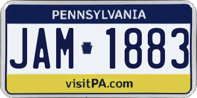 PA license plate JAM1883