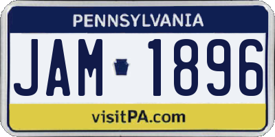 PA license plate JAM1896