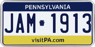 PA license plate JAM1913