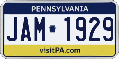 PA license plate JAM1929