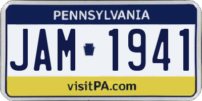 PA license plate JAM1941