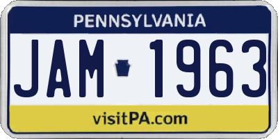 PA license plate JAM1963