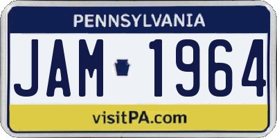 PA license plate JAM1964