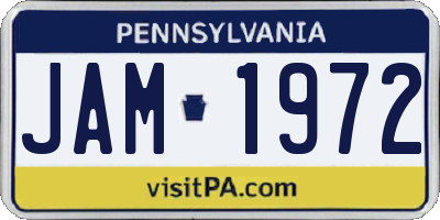 PA license plate JAM1972