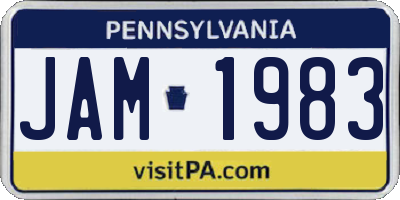 PA license plate JAM1983