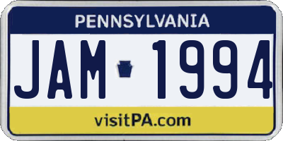 PA license plate JAM1994