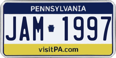 PA license plate JAM1997