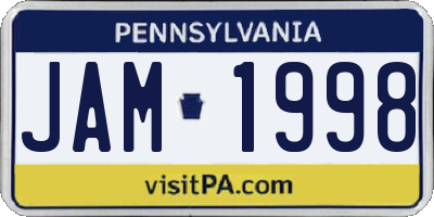 PA license plate JAM1998