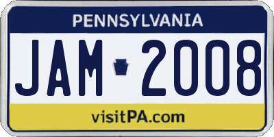 PA license plate JAM2008