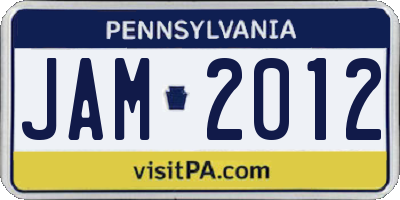 PA license plate JAM2012