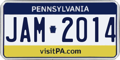 PA license plate JAM2014