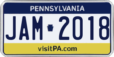 PA license plate JAM2018