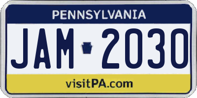 PA license plate JAM2030