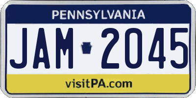 PA license plate JAM2045