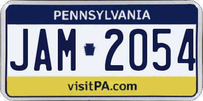 PA license plate JAM2054