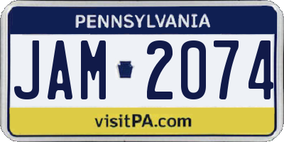 PA license plate JAM2074
