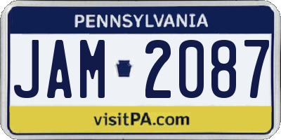 PA license plate JAM2087