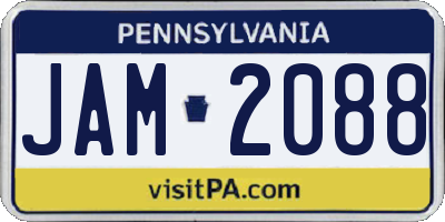 PA license plate JAM2088