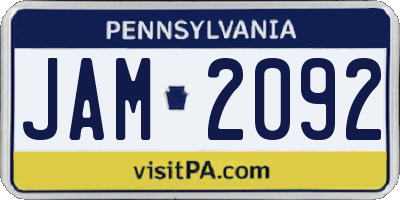 PA license plate JAM2092