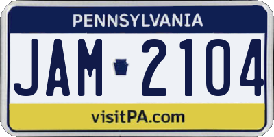 PA license plate JAM2104