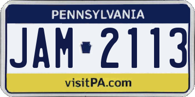 PA license plate JAM2113