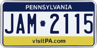 PA license plate JAM2115