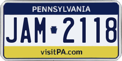 PA license plate JAM2118