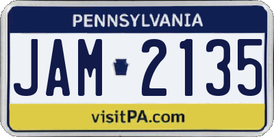 PA license plate JAM2135