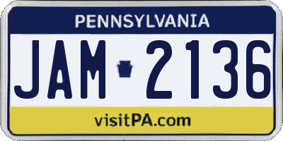 PA license plate JAM2136
