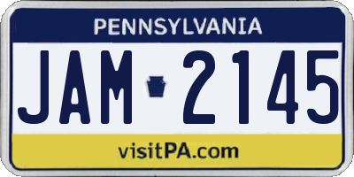 PA license plate JAM2145