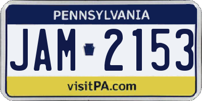 PA license plate JAM2153