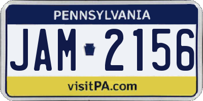 PA license plate JAM2156