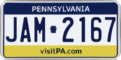 PA license plate JAM2167