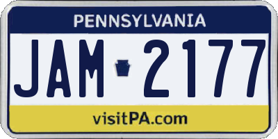 PA license plate JAM2177
