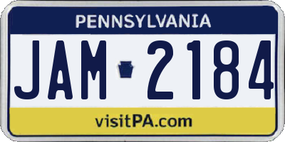 PA license plate JAM2184