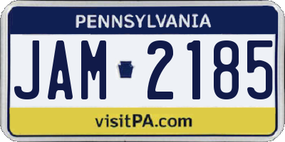 PA license plate JAM2185