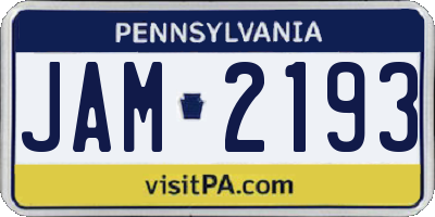 PA license plate JAM2193