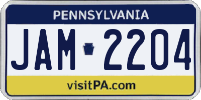 PA license plate JAM2204