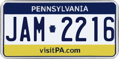PA license plate JAM2216