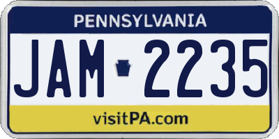 PA license plate JAM2235