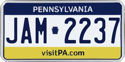 PA license plate JAM2237