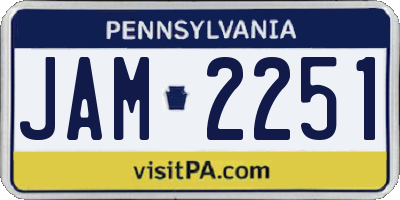 PA license plate JAM2251