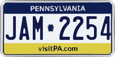 PA license plate JAM2254