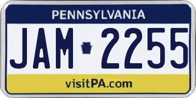 PA license plate JAM2255