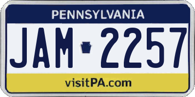 PA license plate JAM2257